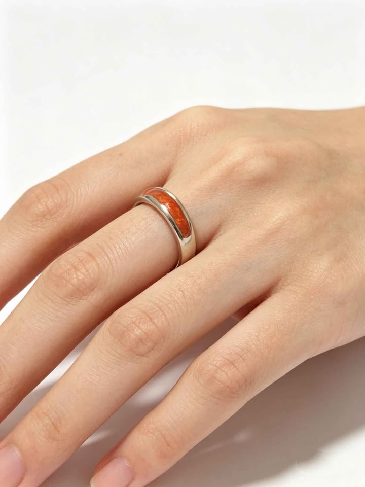 Plata anillo sint. Naranja .925 2.3g