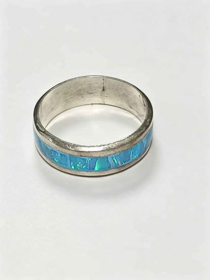 ✨ Plata Argolla con Piedra Sintética Azul .925 – 6.5 g ✨