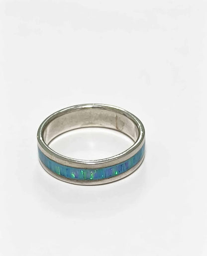 ✨ Plata Anillo con Piedra Sintética Azul Turquesa .925 – 4.6 g ✨