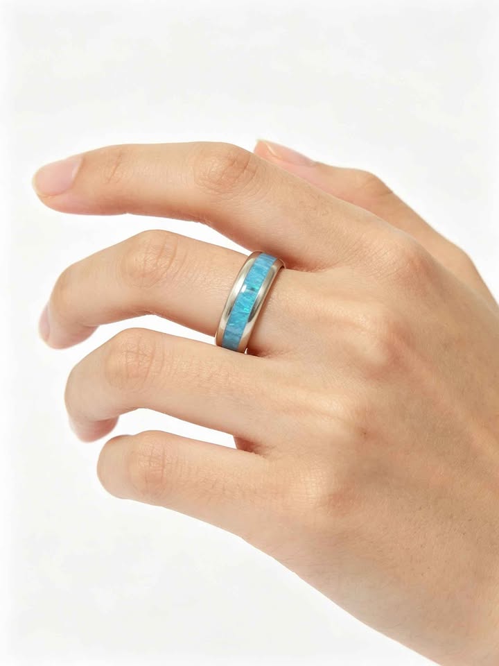 ✨ Plata Argolla con Piedra Sintética Azul .925 – 6.5 g ✨