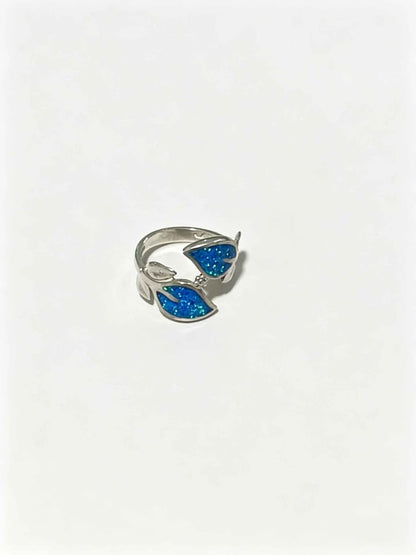 ✨ Plata Anillo Flores Azules .925 – 4.2 g ✨