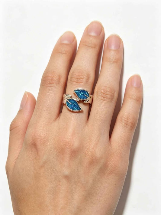 ✨ Plata Anillo Flores Azules .925 – 4.2 g ✨