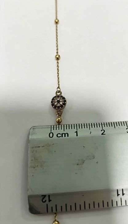 Oro pulcera con cuentas y Dije central azul 10k 1.3g
