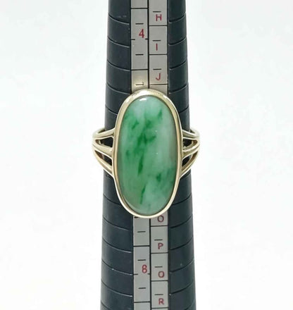 Oro anillo dama sintético grande verde 14k 2.3g #6