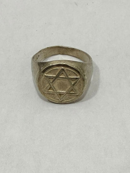⭐ANILLO DE SELLO – ESTRELLA DE DAVID⭐ ✨Plata 925 | 11.9 gramos | Usado