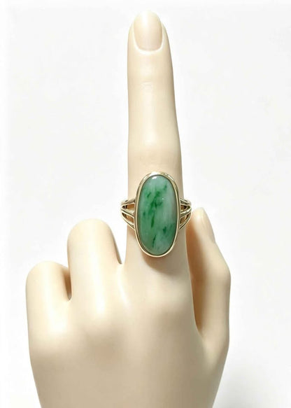 Oro anillo dama sintético grande verde 14k 2.3g #6