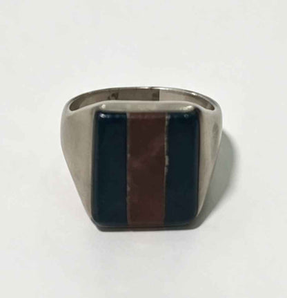 Plata anillo café con negro .925 6g