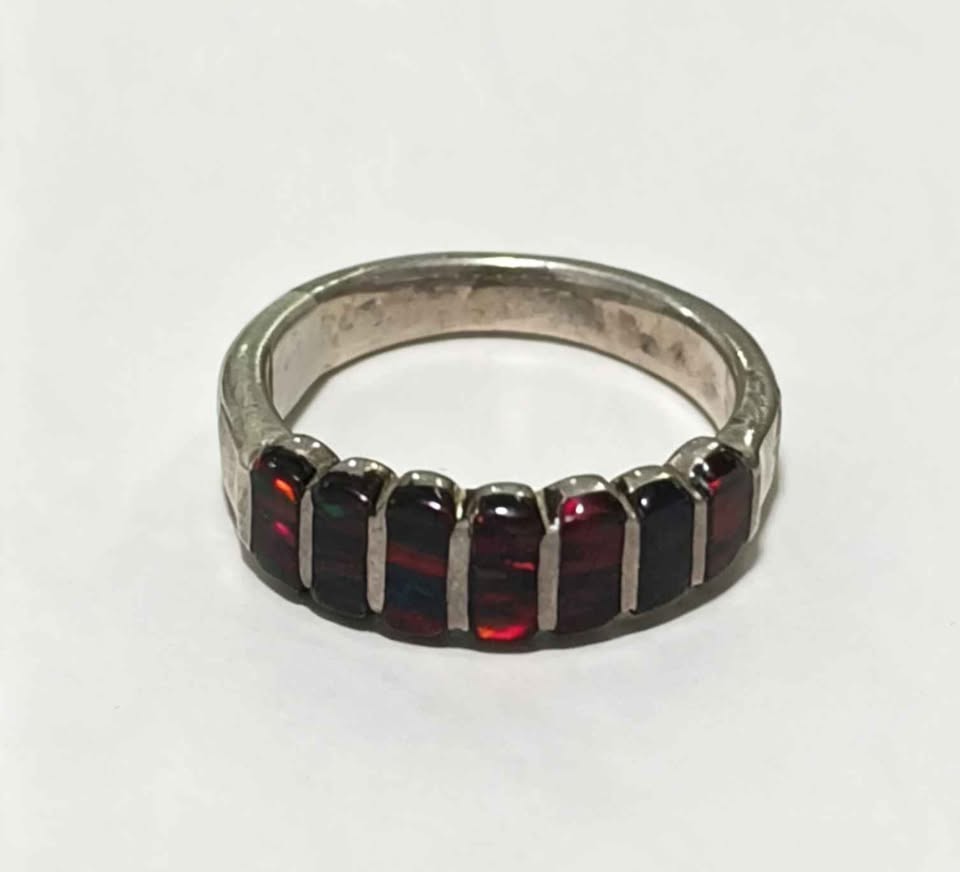 Plata anillo grecas café .925 4.1g