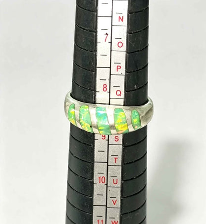Plata anillo sintético verde .925 4.9g