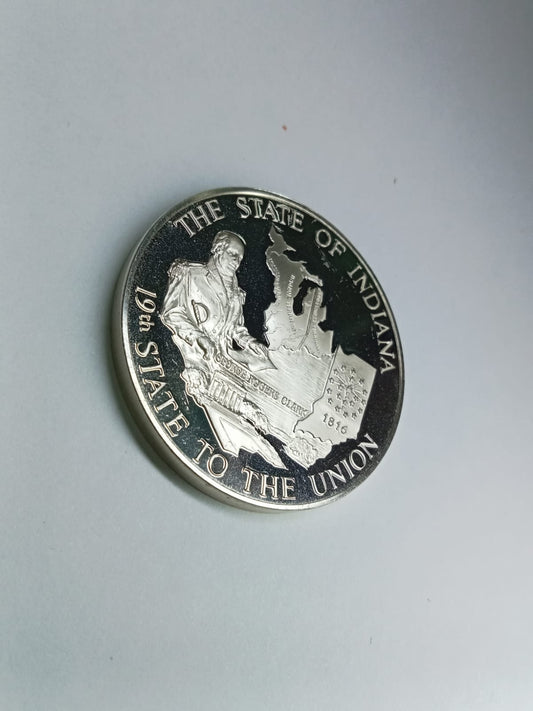Moneda de Plata "Seal of the State of Indiana" 1816 Ley .999