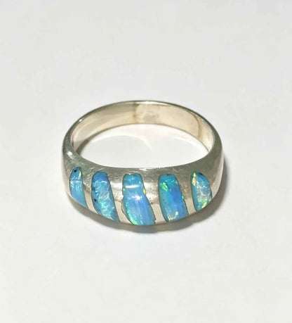 Plata anillo sint azul .925 5g