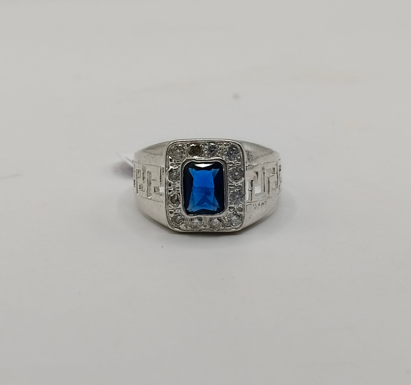 Anillo sintetico azul PLATA 925 peso 4.1gr, usado