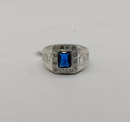 Anillo sintetico azul PLATA 925 peso 4.1gr, usado