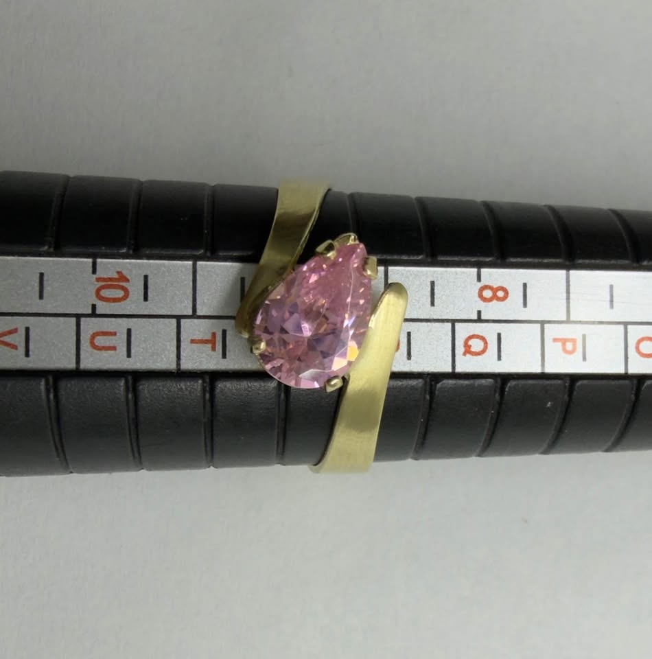💗 Anillo de Oro 10K con Piedra Rosa | 2.6 g | Talla #9