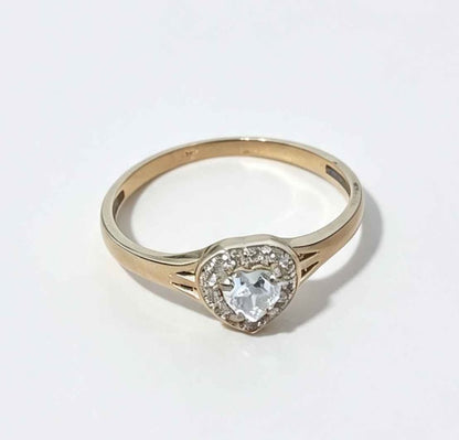 Oro anillo piedra corazon 10k 1.2g