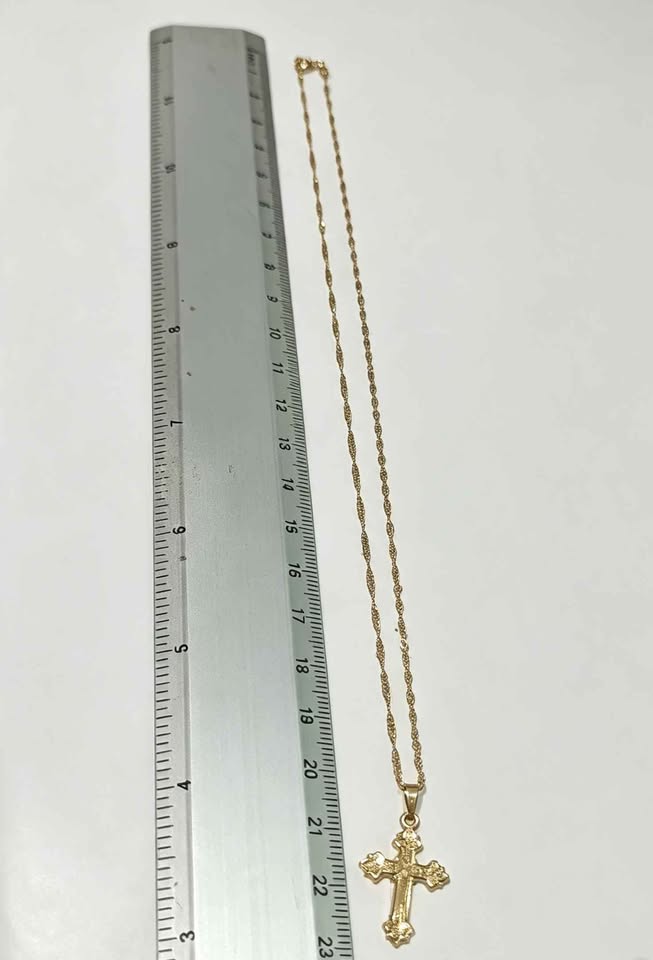 Oro cadena y Dije Cruz 10k 2.3g