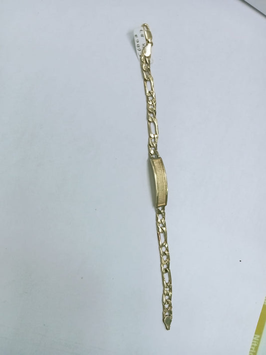✨ Esclava de Oro 14K con Placa – Cadena 3x1 | 15 cm ✨