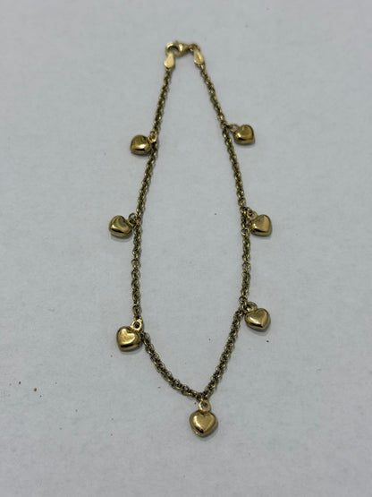 PULSERA DE ORO 14K CON CORAZONES 23CM 4.6 GR
