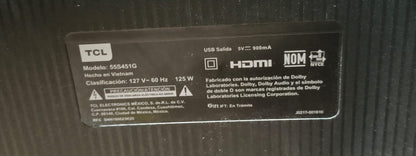 Smart tv TCL 55 pulgadas, usado