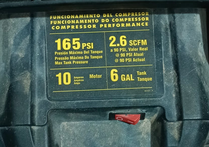 Compresor de aire 6 galones DEWALT d2002m, usado
