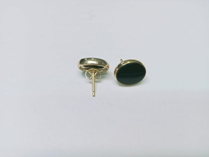 par aretes broqueles 14k- diseño piedra negra