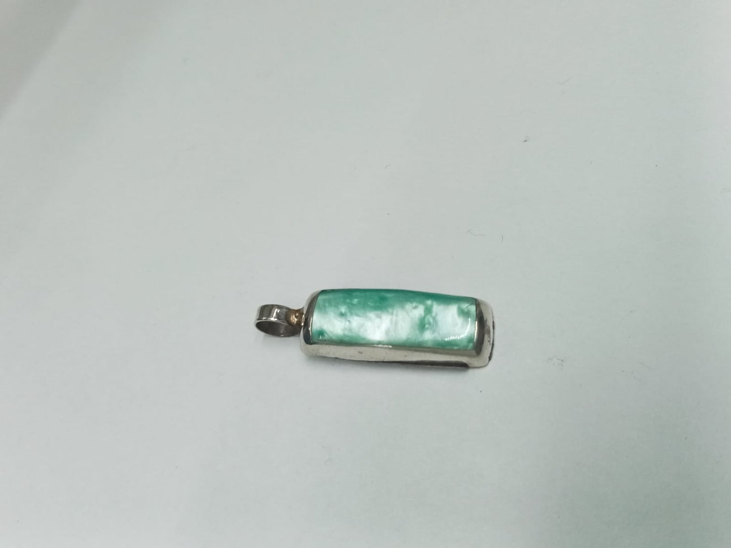 dije plata - diseño cuadrado piedra azul