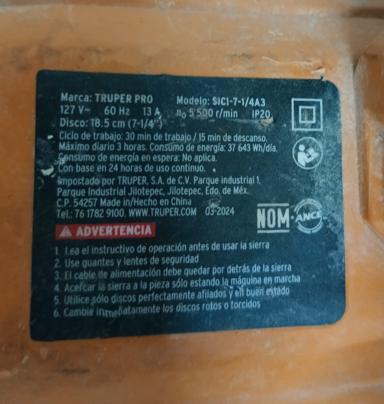 sierra circular TRUPER esma-2345, usado