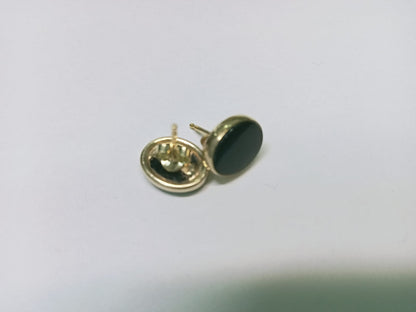 par aretes broqueles 14k- diseño piedra negra