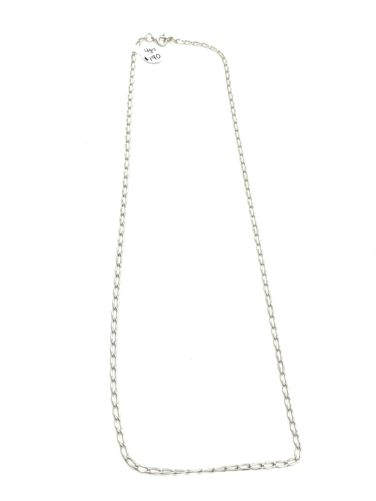 Cadena tejido 1 x 1 pesa 4 gr 24.5 cm baño de plata