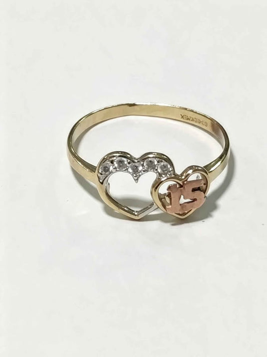 Oro anillo corazón xv 10k 1.1g
