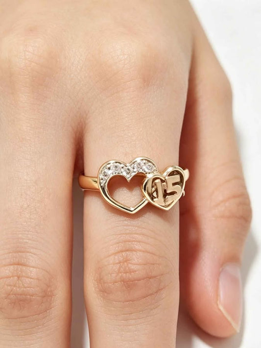 Oro anillo corazón xv 10k 1.1g