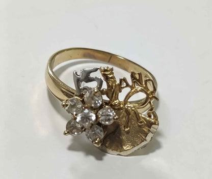 Oro anillo xv años vestido 10k 2.4g