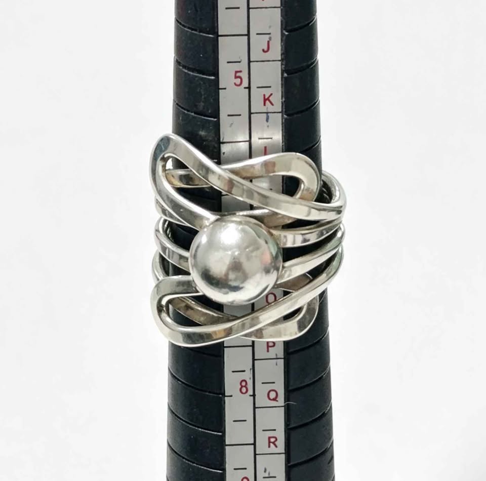Plata anillo con diseño de bola .925 8.8g
