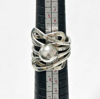 Plata anillo con diseño de bola .925 8.8g