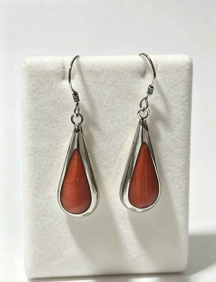 Plata aretes sintético salmón .925 4.8g