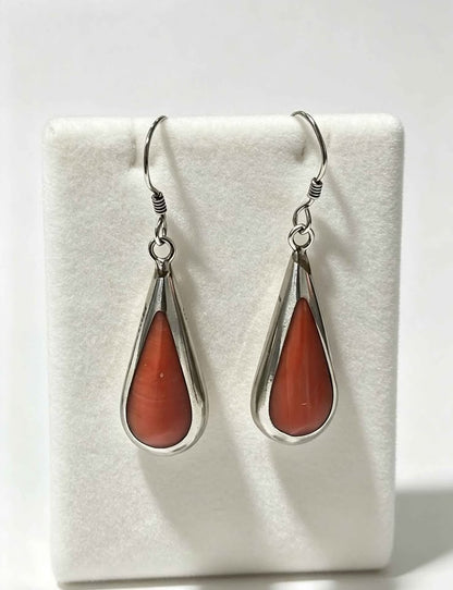 Plata aretes sintético salmón .925 4.8g