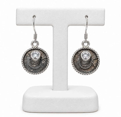 Plata aretes de sombrero.925 1.4g
