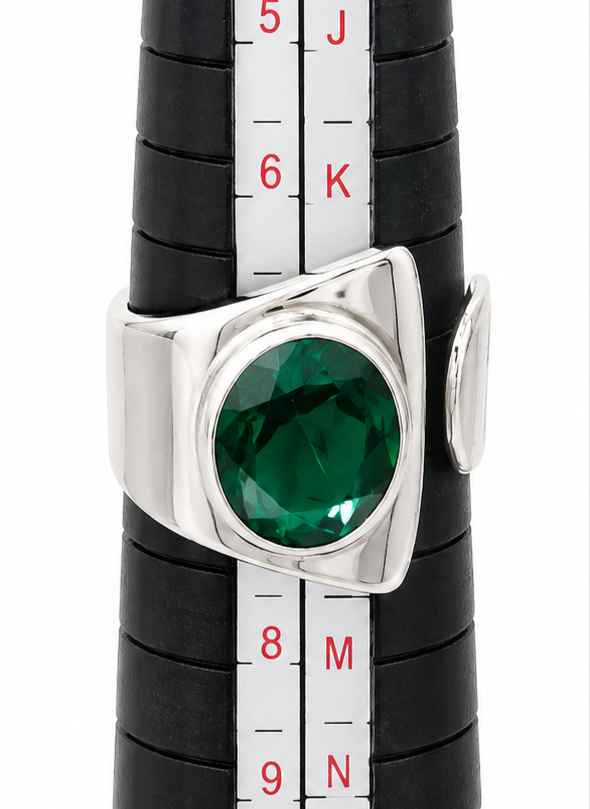 Plata anillo sint. Verde .925 6.1g