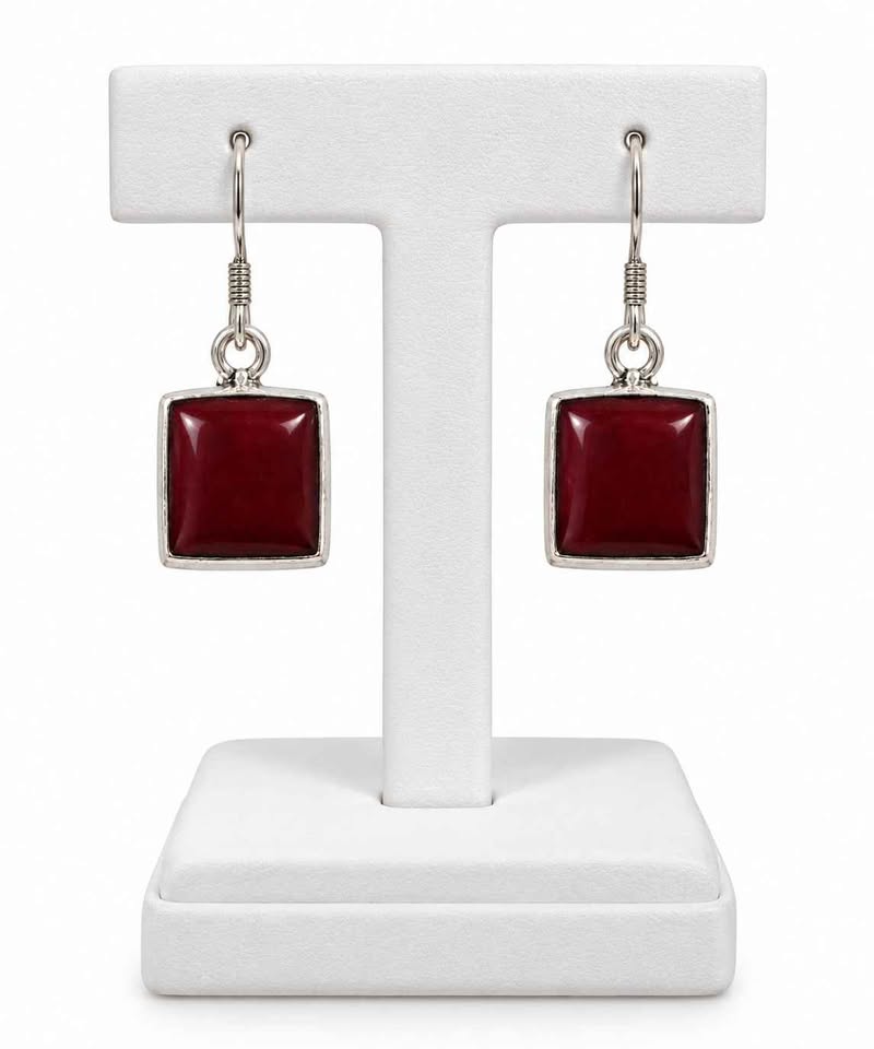 Plata aretes con sint rojo .925 2.3g