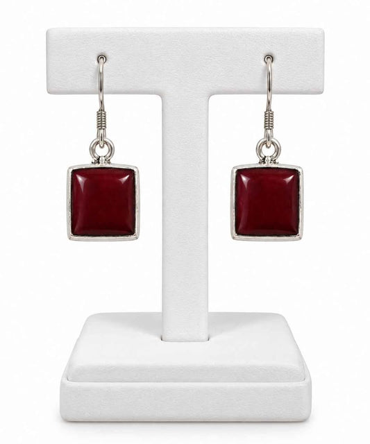 Plata aretes con sint rojo .925 2.3g