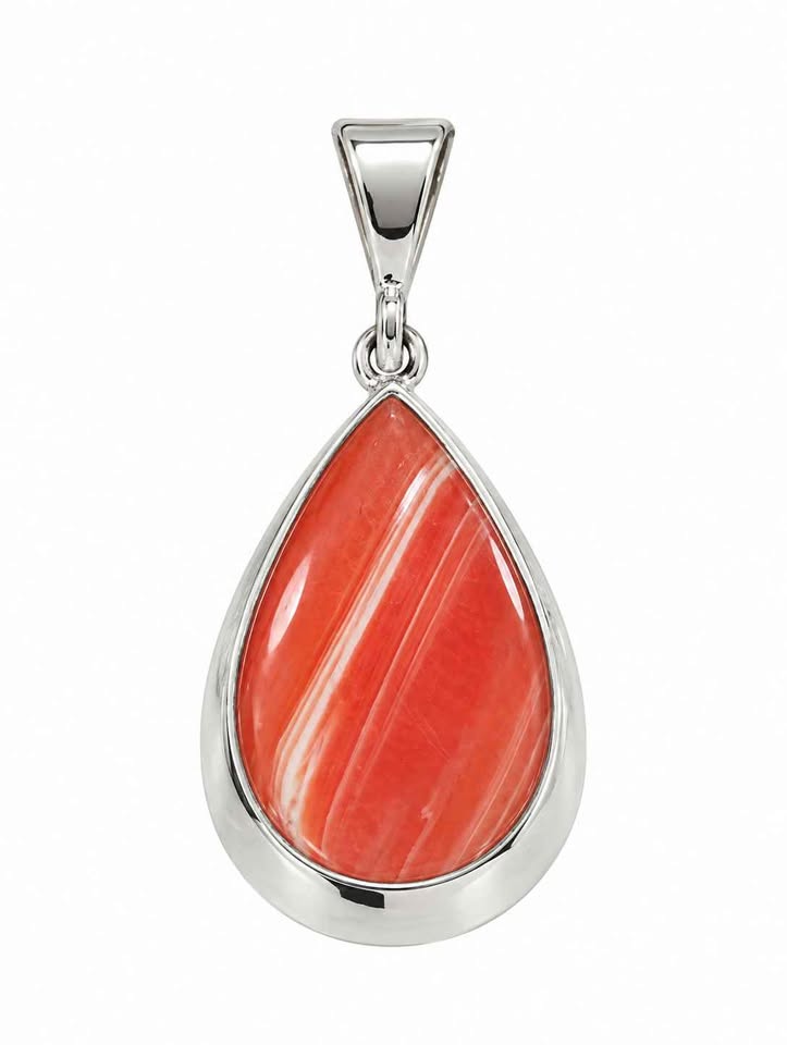 Plata Dije con sintético color salmón .925 1.6g