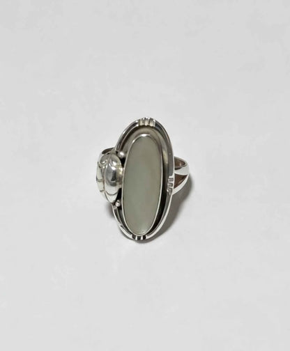 Plata anillo sintético blanco .925 5.2g