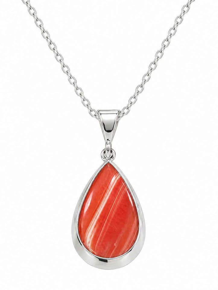 Plata Dije con sintético color salmón .925 1.6g