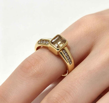 Oro anillo t solitario #7 10k 3.6g