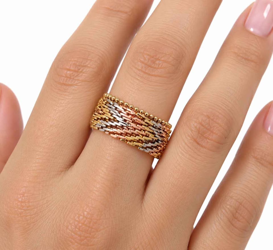 Oro anillo diseño trenzado #7.5 10k 5.2g