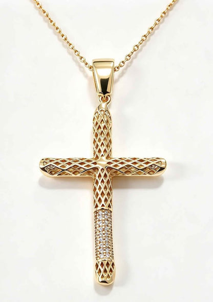 Oro dije cruz con sint. 5.5cm de largo 10k 3.4g