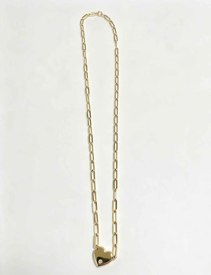 Oro collar con Dije de corazón 23 cm de largo 10k 3.2g