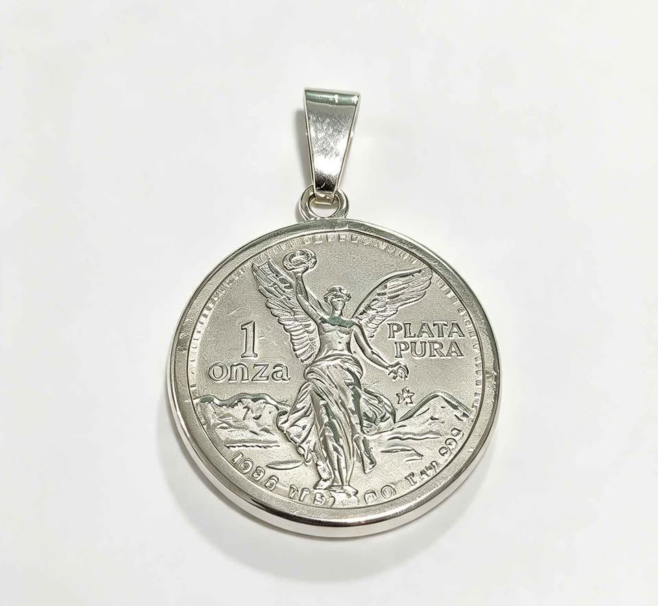 Plata Dije de moneda de onza vizelado .925 35.6g