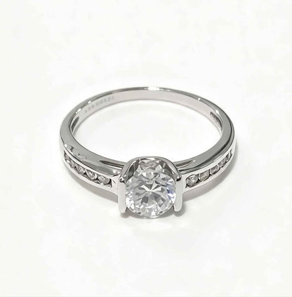 Oro anillo con piedras oro blanco 10k 1.9g
