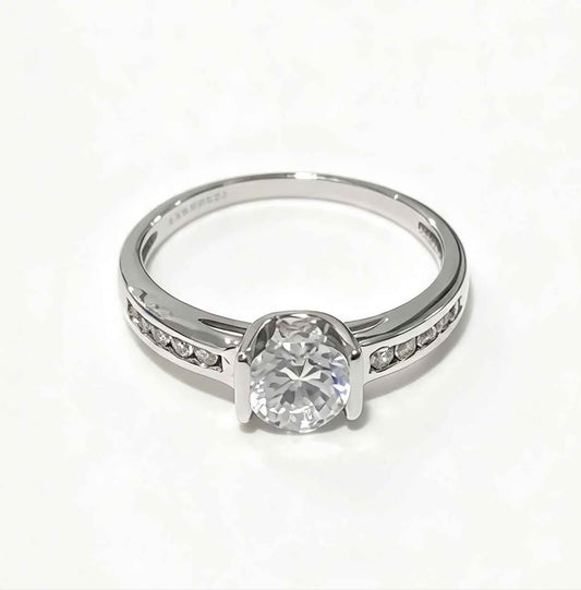 Oro anillo con piedras oro blanco 10k 1.9g